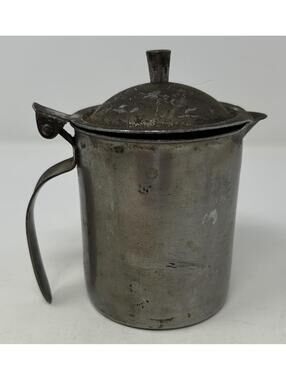 Vintage Restaurant-Style Stainless Steel Creamer Pitcher with Hinged Lid